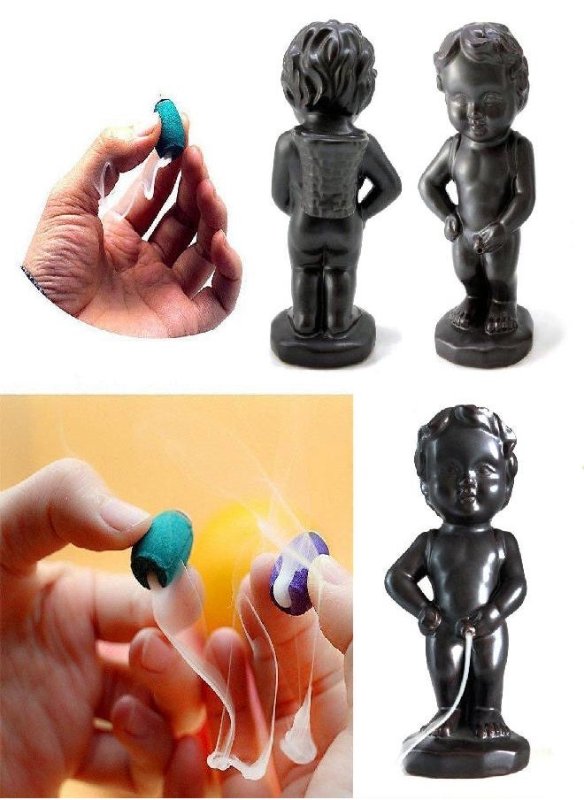 OTOFY Handmade Ceramic Incense Holder, Backflow Incense Burner Figurine Incense Cone Holders Home Decor Gift Decorations Statue Ornaments (Manneken PIS)