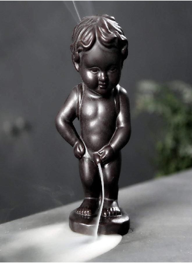 OTOFY Handmade Ceramic Incense Holder, Backflow Incense Burner Figurine Incense Cone Holders Home Decor Gift Decorations Statue Ornaments (Manneken PIS)