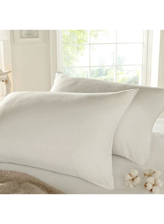 2-Piece 144 GSM Pillow Set cotton White 45x70cm