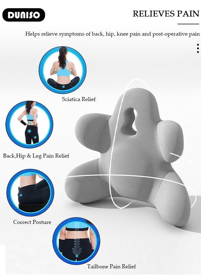 Lumbar Support Pillow, Ergonomic Memory Foam Back Cushion for Back Pain Relief, Correcting Sitting Posture,Back Pillow Cushion with Breathable Mesh Cover for Computer Office Chair, Car Seat