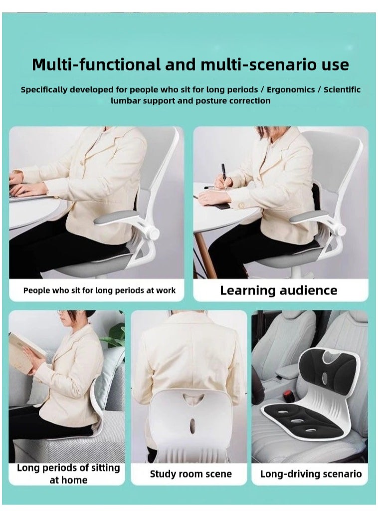 Seat Cushion and Lumbar Support Pillow Orthopedic Memory Foam Chair Back Cushion for Sciatica Lower Back & Tailbone Pain Relief, Adjustable Recliner Ergonomic Washable Versatile Pad for Car Office