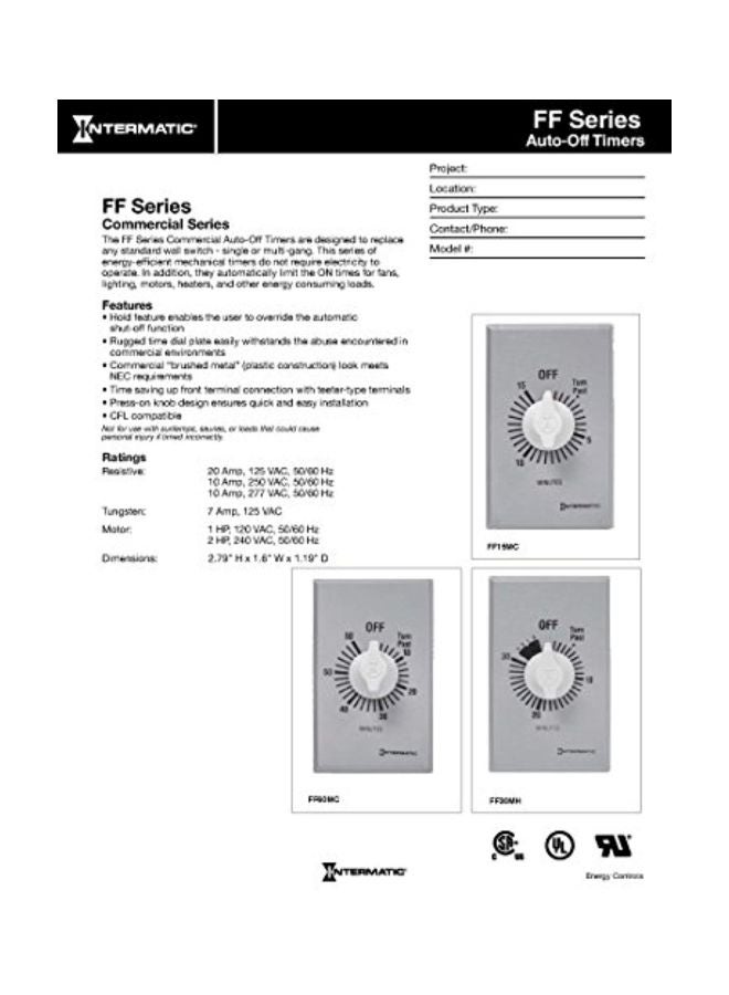 Spring Loaded Wall Timer Silver 1.75x1.25x4.125inch