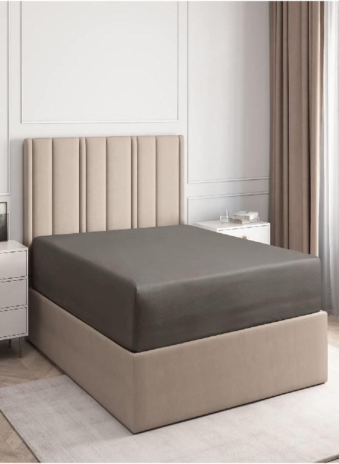 Queen Fitted Sheet - Single Fitted Deep Pocket Sheet - Fits Mattress Perfectly - Soft Wrinkle Free Sheet - 1 Fitted Sheet Only - Dark Grey