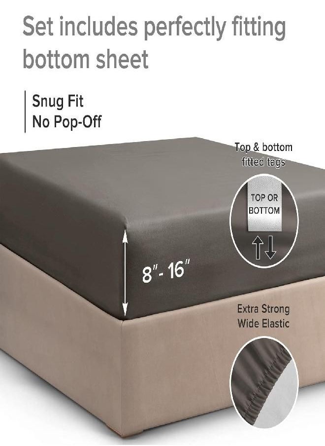 Queen Fitted Sheet - Single Fitted Deep Pocket Sheet - Fits Mattress Perfectly - Soft Wrinkle Free Sheet - 1 Fitted Sheet Only - Dark Grey