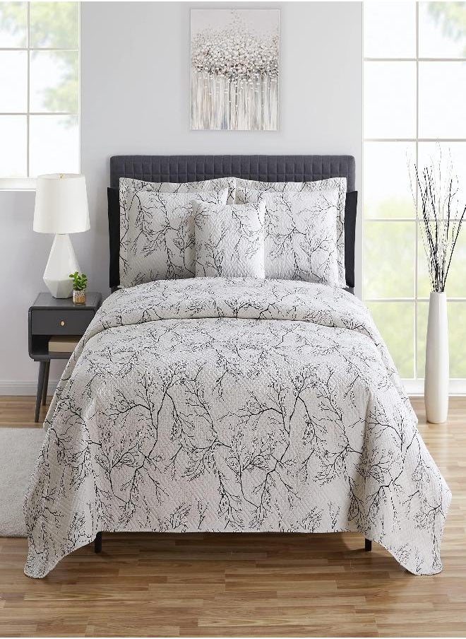 Clara Clark Bedspread Coverlet Set - 7 Piece Summer Quilts Queen Size with Fitted Sheet and Pillow Shams - All Season Printed Bedding Set - Queen Quilt 96 x 90 inches