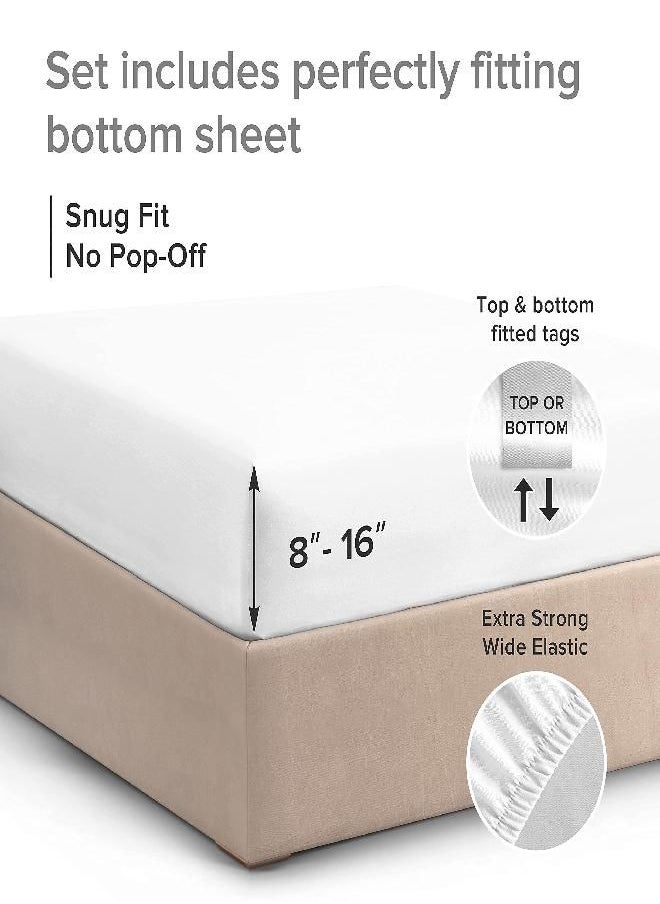 Twin XL Fitted Sheet - Single Fitted Deep Pocket Sheet - Fits Mattress Perfectly - Soft Wrinkle Free Sheet - 1 Fitted Sheet Only - White