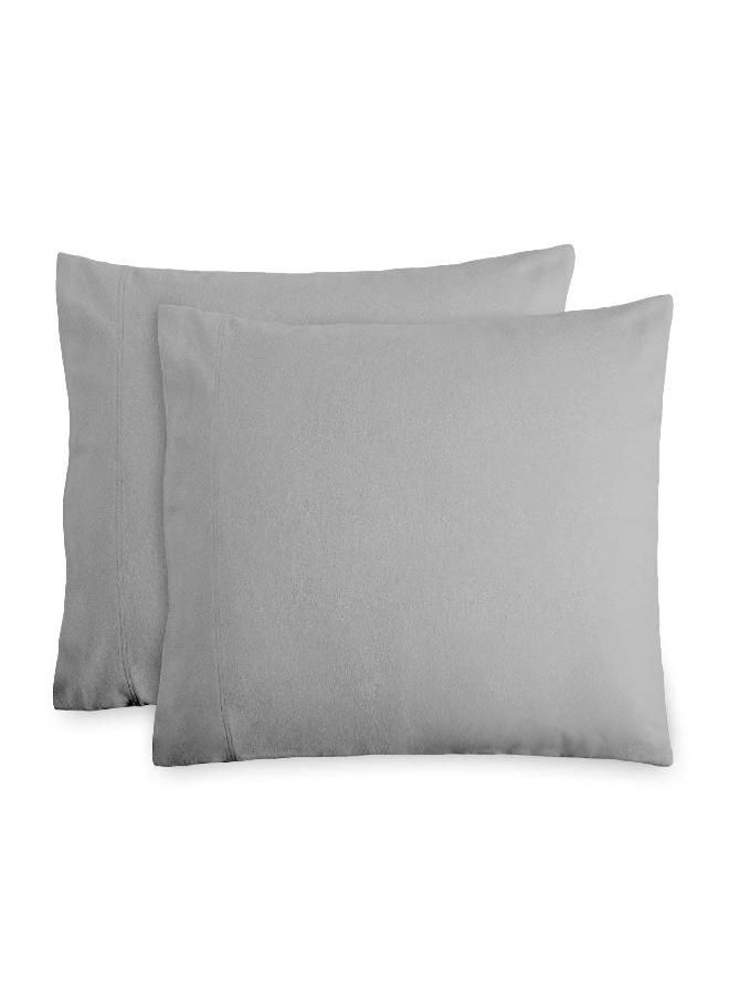 Bare Home Flannel Standard Pillowcases Set of 2-100% Cotton - Velvety Soft & Cozy - Double Brushed Heavyweight Flannel Pillowcases (Standard Pillowcase Set of 2, Light Grey)