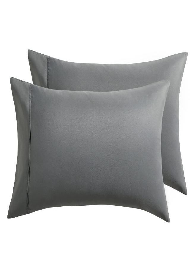 Bedsure Pillow Cases Standard Size Set of 2 - Dark Grey Brushed Microfiber Pillowcases, Super Soft and Cozy Pillow Case Covers with Envelop Closure, 20x26 Inches