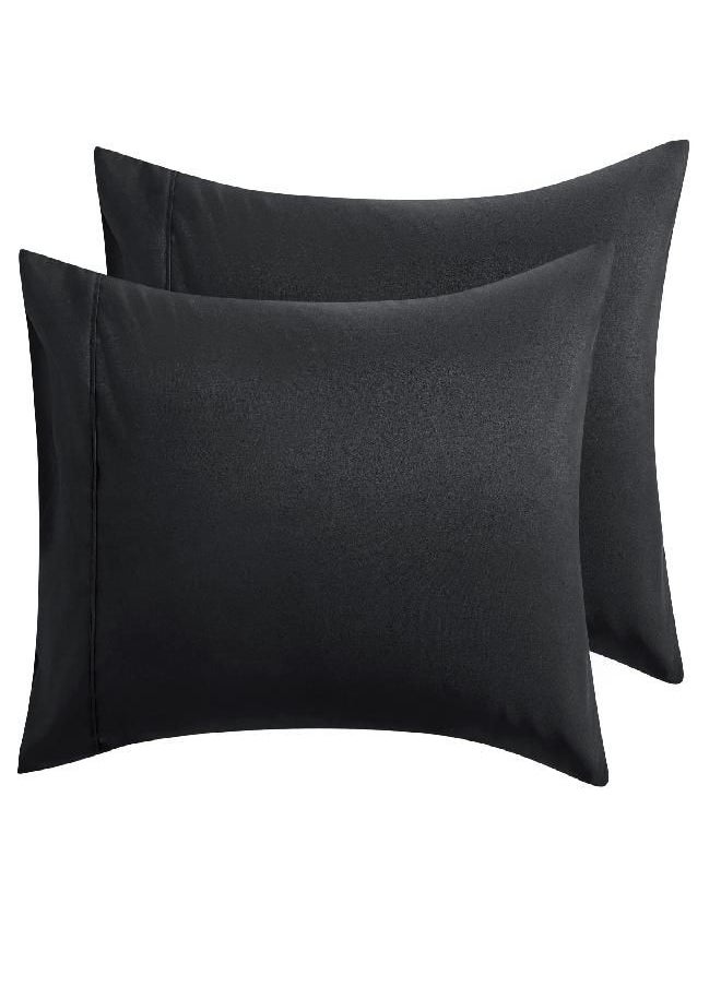 Bedsure Black Pillowcase Set - Queen Size (20x30 inches) Bed Pillow Cover - Brushed Microfiber, Wrinkle, Fade & Stain Resistant - Envelop Closure Pillow Case Set of 2