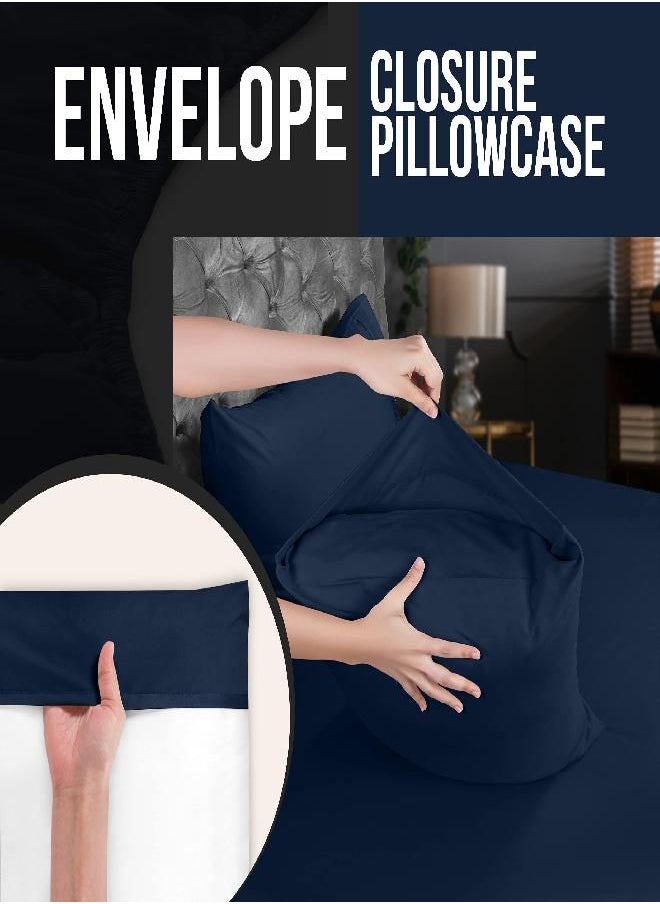 Utopia Bedding Standard Pillowcases - 4 Pack - Envelope Closure - Soft Brushed Microfiber Fabric - Shrinkage and Fade Resistant Pillow Covers Standard Size 20 X 26 Inches (Standard, Navy)