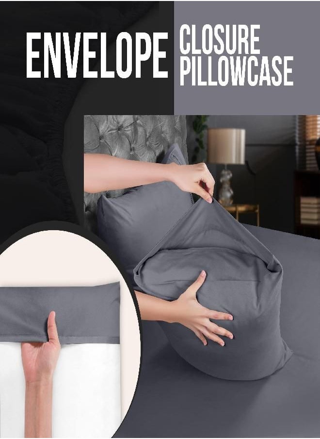 Utopia Bedding King Standard Pillowcases - 4 Pack - Envelope Closure - Soft Brushed Microfiber Fabric - Shrinkage and Fade Resistant Pillow Covers 20 X 36 (King Standard, Grey)
