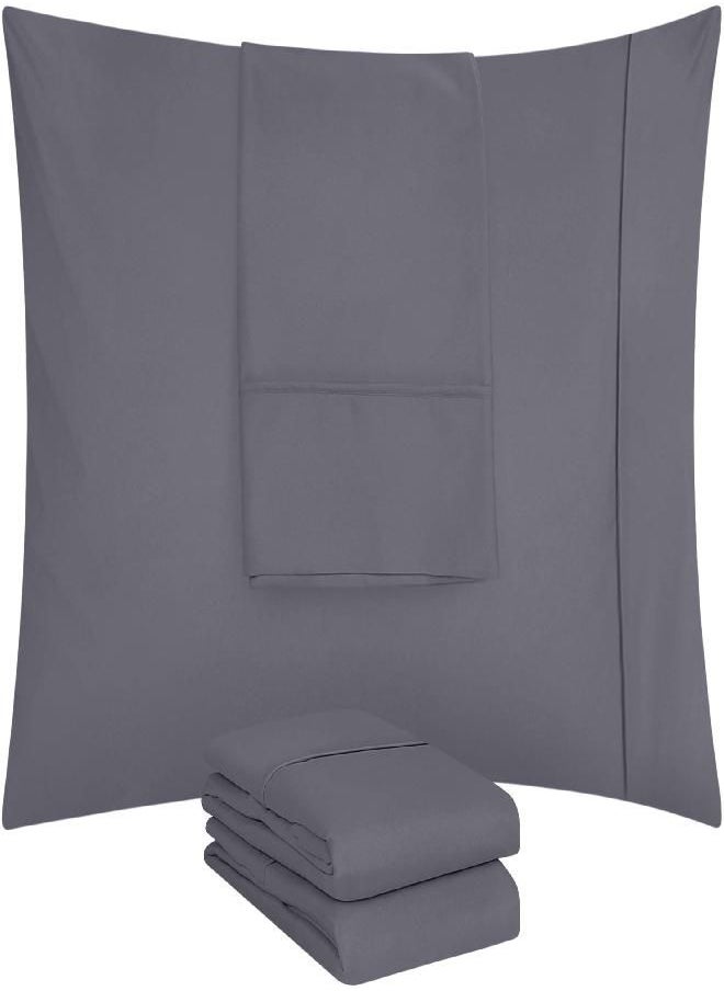 Utopia Bedding Standard Pillowcases - 4 Pack - Envelope Closure - Soft Brushed Microfiber Fabric - Shrinkage and Fade Resistant Pillow Covers Standard Size 20 X 26 Inches (Standard, Grey)