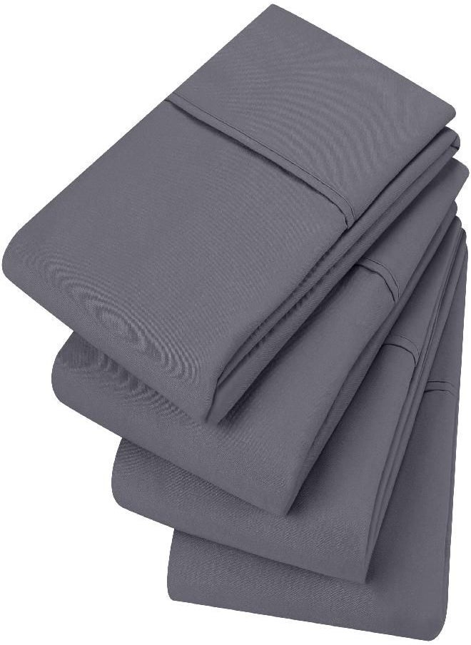 Utopia Bedding Standard Pillowcases - 4 Pack - Envelope Closure - Soft Brushed Microfiber Fabric - Shrinkage and Fade Resistant Pillow Covers Standard Size 20 X 26 Inches (Standard, Grey)