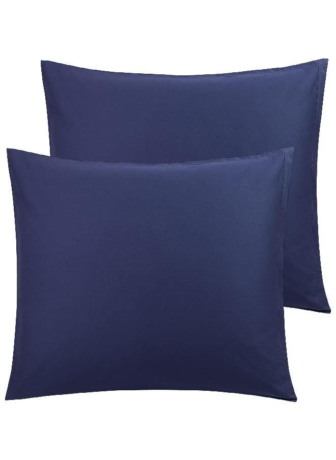 PiccoCasa Navy Blue Pillow Cases Standard Size Set of 2,Soft Breathable Bed Pillow Covers,100% Cotton Pillow Covers with Zipper Closure