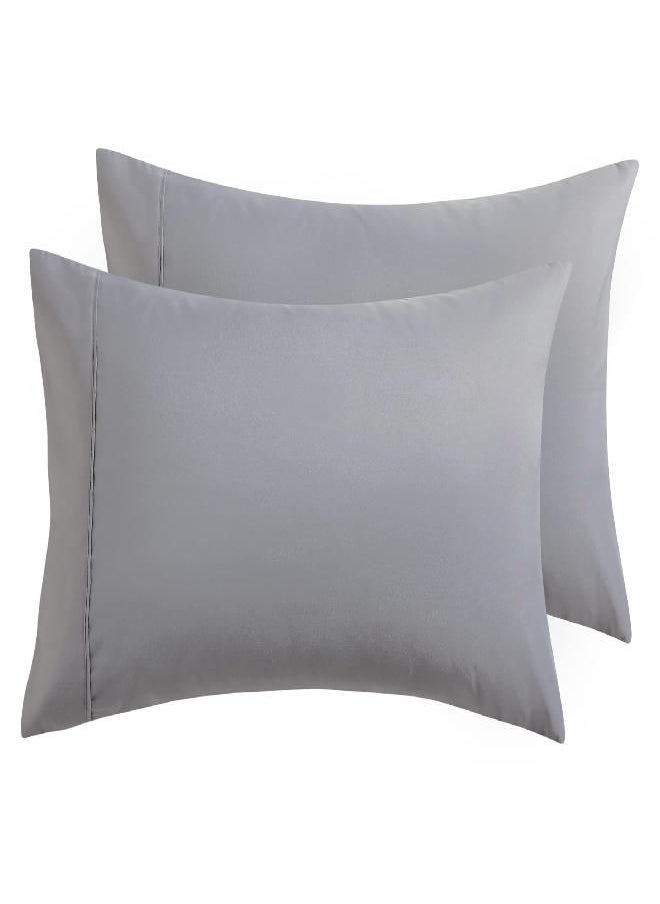 Bedsure Silver Grey Pillowcase Set - Standard Size (20x26 inches) Bed Pillow Cover - Brushed Microfiber, Wrinkle, Fade & Stain Resistant - Envelop Closure Pillow Case Set of 2