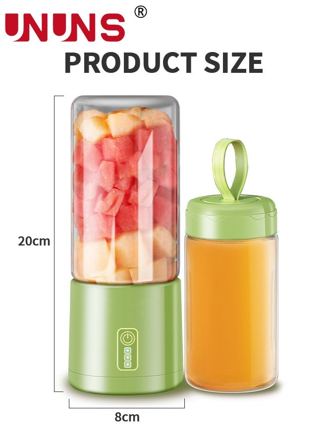 Portable Electric Juicer Blender,Wireless Powerful Fruit Vegetable Juicer Blender With 2 Juice Cup,400ML Transparent Juice Cup,For Smoothies And Shakes,Green