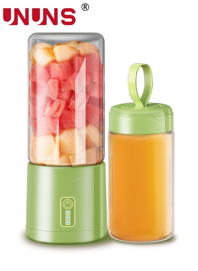 Portable Electric Juicer Blender,Wireless Powerful Fruit Vegetable Juicer Blender With 2 Juice Cup,400ML Transparent Juice Cup,For Smoothies And Shakes,Green