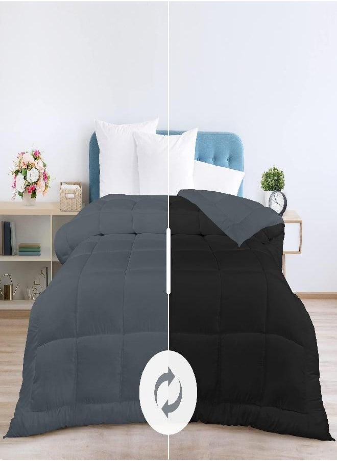 Utopia Bedding All Season Down Alternative Quilted Queen/Full Comforter - Duvet Insert with Corner Tabs - Machine Washable - Bed Comforter - Black/Grey