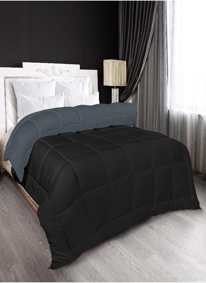 Utopia Bedding All Season Down Alternative Quilted Queen/Full Comforter - Duvet Insert with Corner Tabs - Machine Washable - Bed Comforter - Black/Grey