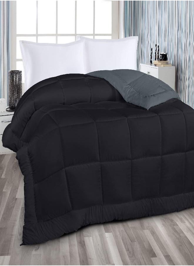 Utopia Bedding All Season Down Alternative Quilted Queen/Full Comforter - Duvet Insert with Corner Tabs - Machine Washable - Bed Comforter - Black/Grey