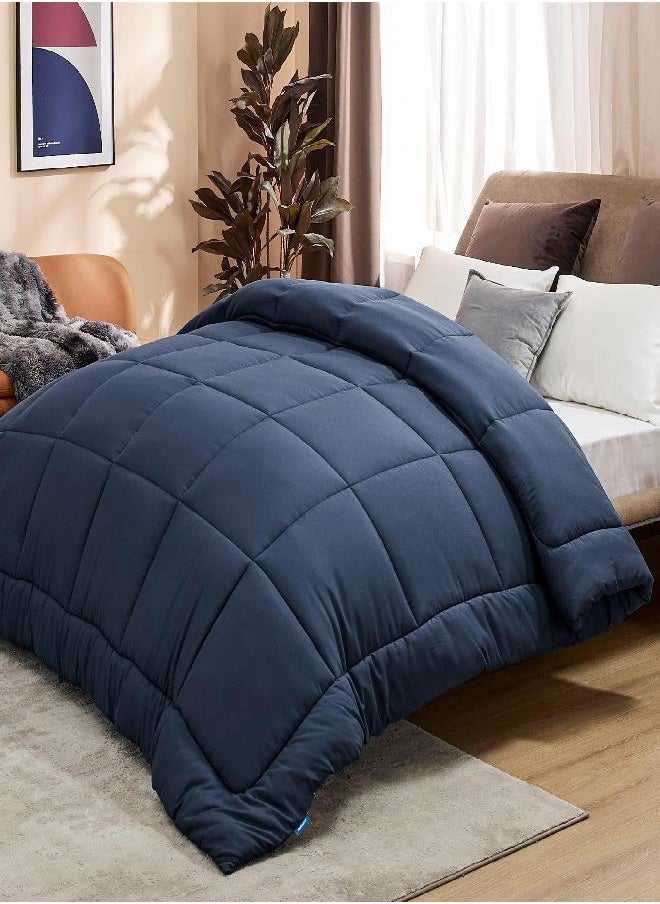 Bedsure Duvet Insert Full Comforter Navy - All Season Quilted Down Alternative Comforter for Full Bed, 300GSM Mashine Washable Microfiber Bedding Comforter with Corner Tabs