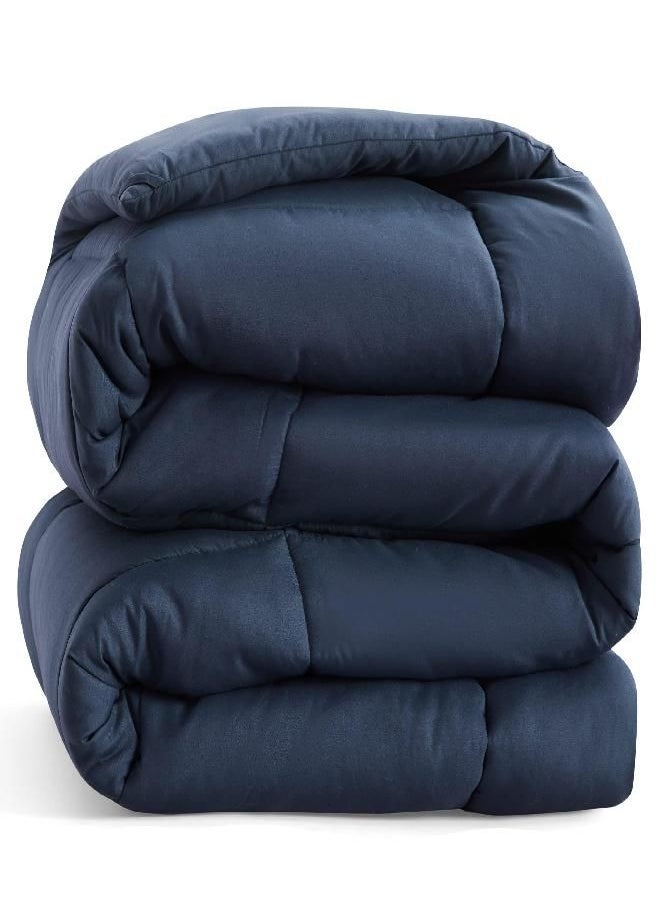 Bedsure Duvet Insert Full Comforter Navy - All Season Quilted Down Alternative Comforter for Full Bed, 300GSM Mashine Washable Microfiber Bedding Comforter with Corner Tabs