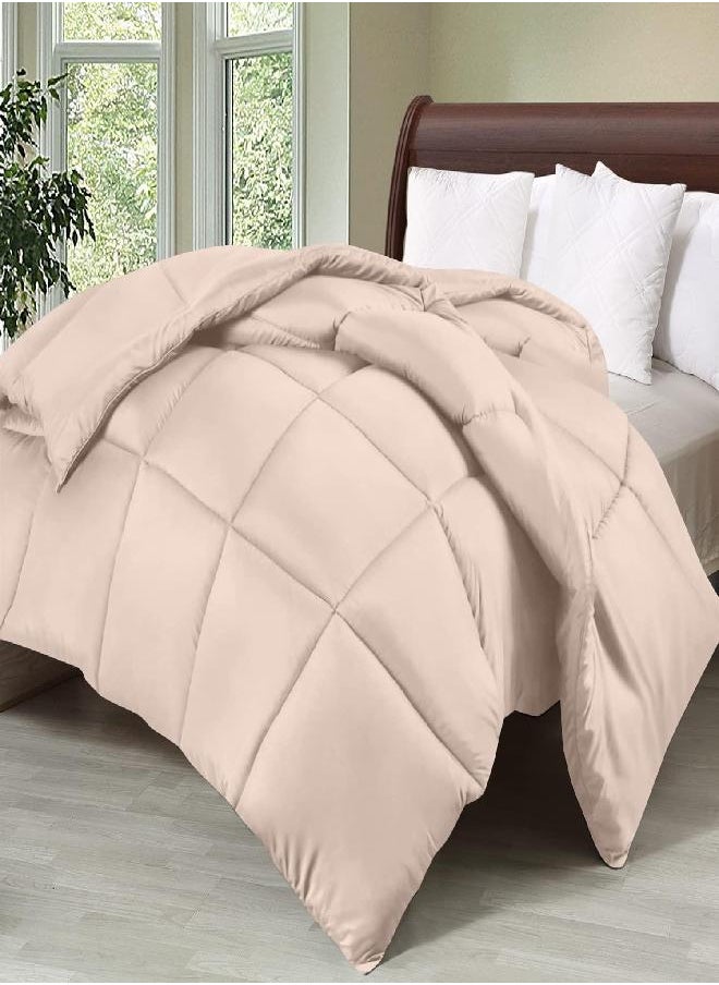 Utopia Bedding Comforter Duvet Insert - Quilted Comforter with Corner Tabs - Box Stitched Down Alternative Comforter (Queen, Beige)