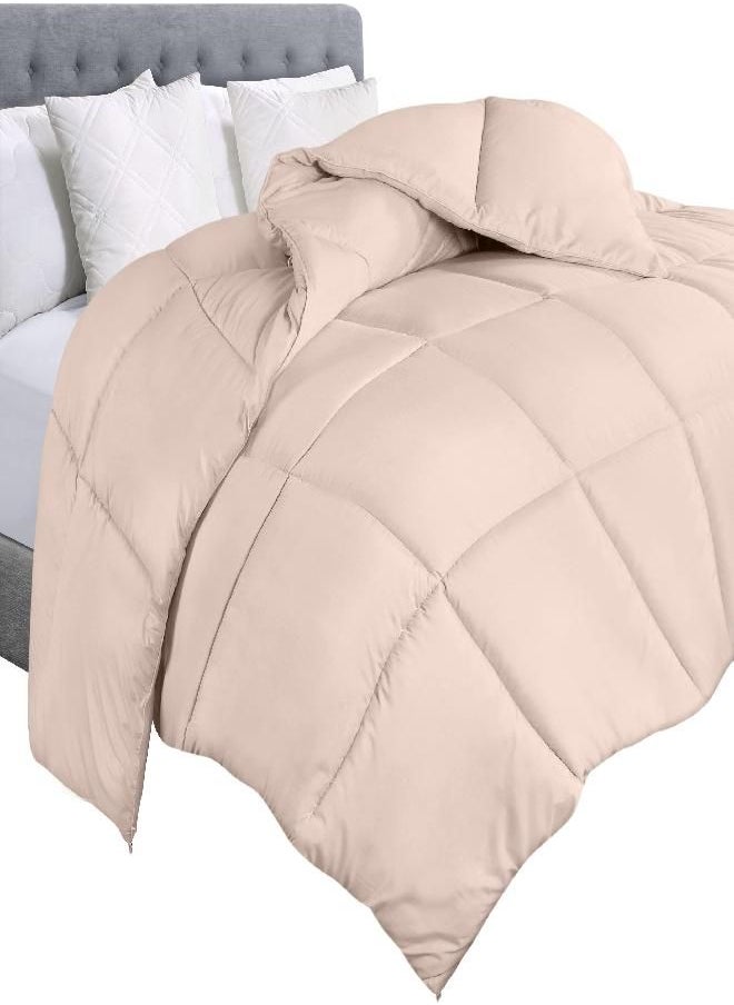 Utopia Bedding Comforter Duvet Insert - Quilted Comforter with Corner Tabs - Box Stitched Down Alternative Comforter (Queen, Beige)