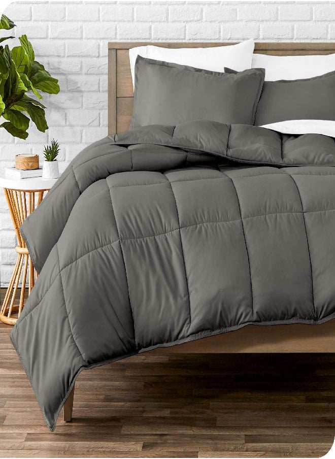 Bare Home Comforter Set - Twin/Twin Extra Long Size - Ultra-Soft - Goose Down Alternative - Premium 1800 Series - All Season Warmth (Twin/Twin XL, Grey)