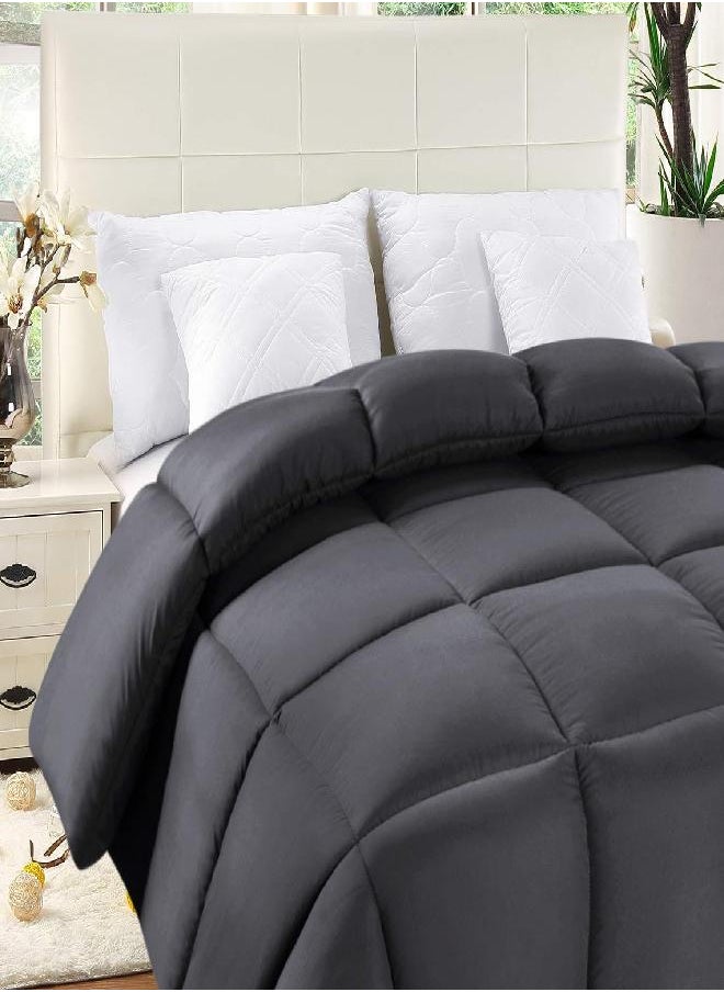 Utopia Bedding Comforter Duvet Insert - Quilted Comforter with Corner Tabs - Box Stitched Down Alternative Comforter (Queen, Grey)