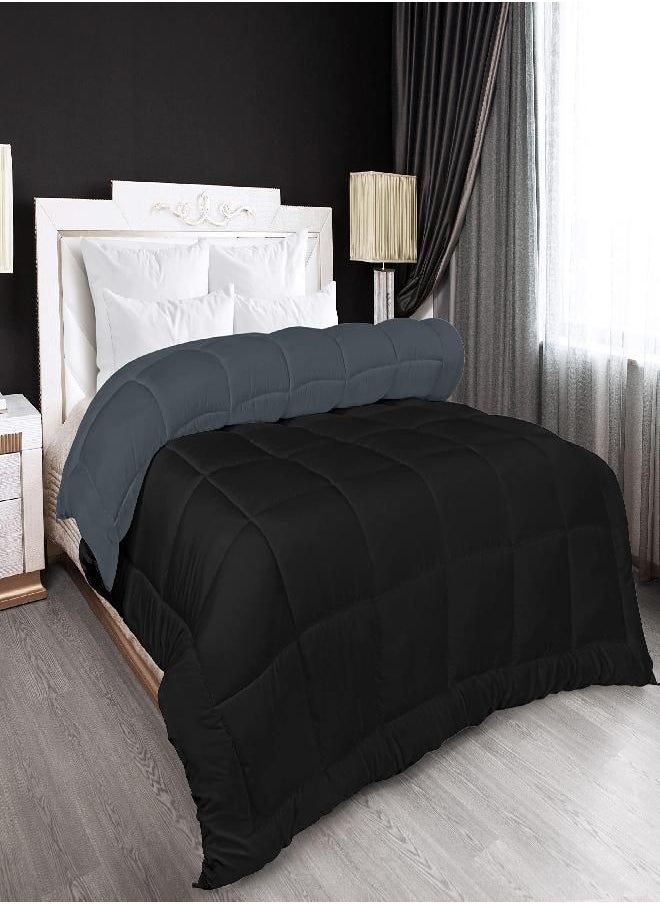 Utopia Bedding All Season Down Alternative Quilted King/Cal King Comforter - Duvet Insert with Corner Tabs - Machine Washable - Bed Comforter - Black/Grey