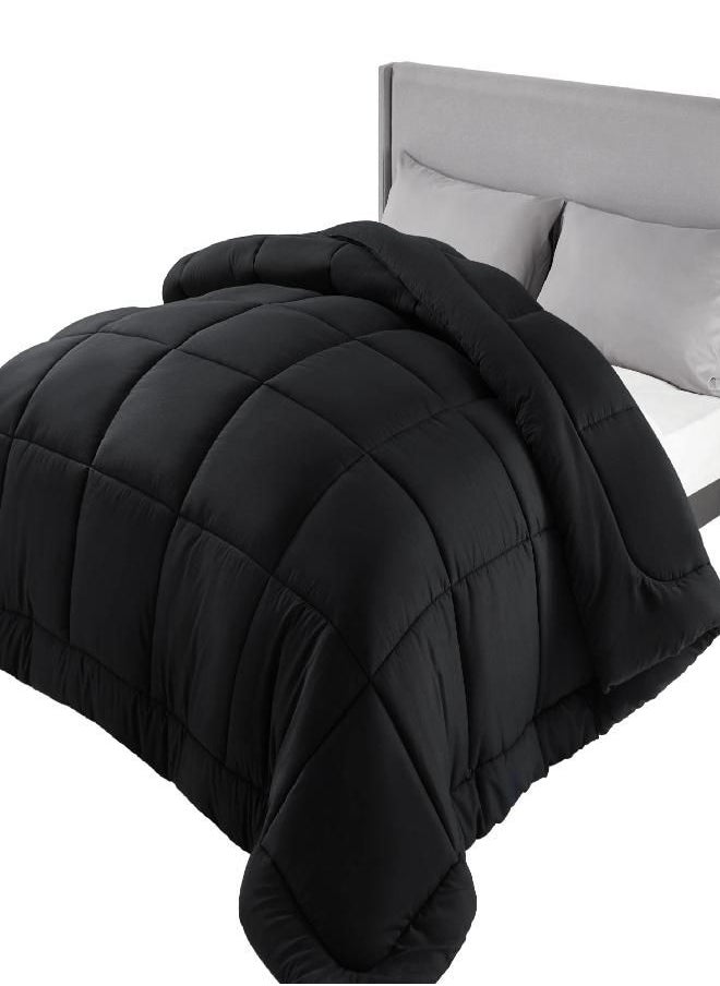 Bedsure Duvet Insert Full Comforter Black - All Season Quilted Down Alternative Comforter for Full Bed, 300GSM Mashine Washable Microfiber Bedding Comforter with Corner Tabs