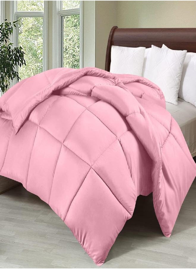 Utopia Bedding Comforter Duvet Insert - Quilted Comforter with Corner Tabs - Box Stitched Down Alternative Comforter (Twin, Pink)