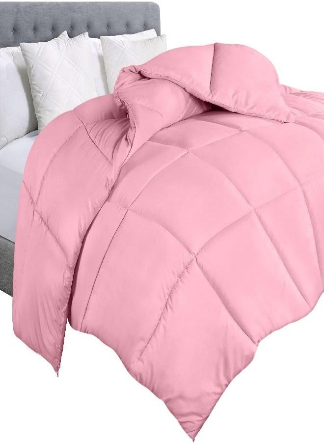Utopia Bedding Comforter Duvet Insert - Quilted Comforter with Corner Tabs - Box Stitched Down Alternative Comforter (Twin, Pink)