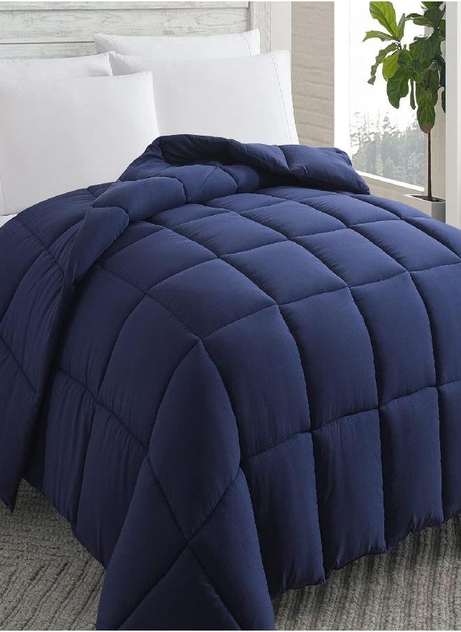 Cosybay Down Alternative Comforter (Navy Blue, Twin) - All Season Soft Quilted Twin Size Bed Comforter - Reversible Lightweight Duvet Insert with Corner Tabs - Winter Summer Warm Fluffy, 64x88 inches