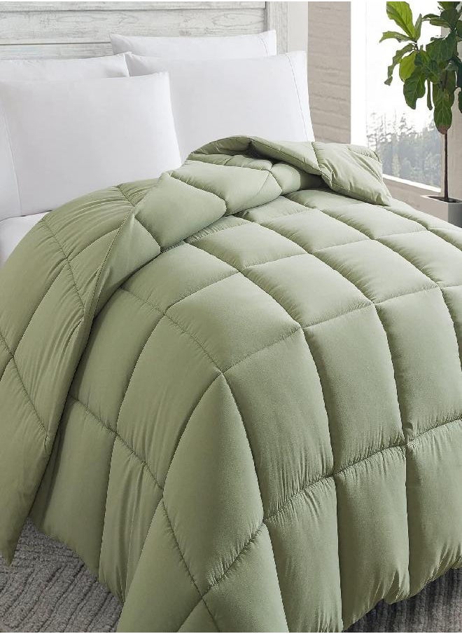 Cosybay Down Alternative Comforter (Sage Green, Queen) - All Season Soft Quilted Queen Size Bed Comforter -Reversible Lightweight Duvet Insert with Corner Tabs -Winter Summer Warm Fluffy, 88x92inches