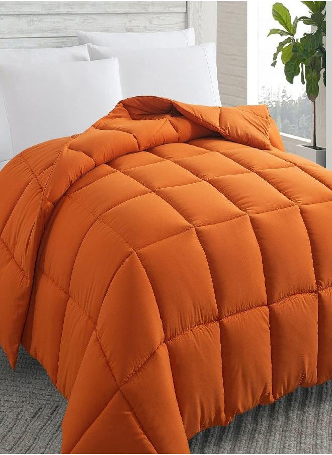 Cosybay Down Alternative Comforter (Burnt Orange, King) - All Season Soft Quilted King Size Bed Comforter - Lightweight Duvet Insert with Corner Tabs - Winter Summer Warm Fluffy, 102x90 inches