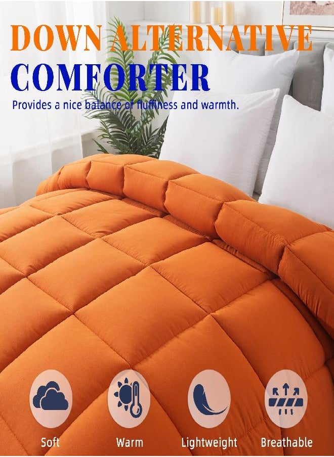 Cosybay Down Alternative Comforter (Burnt Orange, King) - All Season Soft Quilted King Size Bed Comforter - Lightweight Duvet Insert with Corner Tabs - Winter Summer Warm Fluffy, 102x90 inches