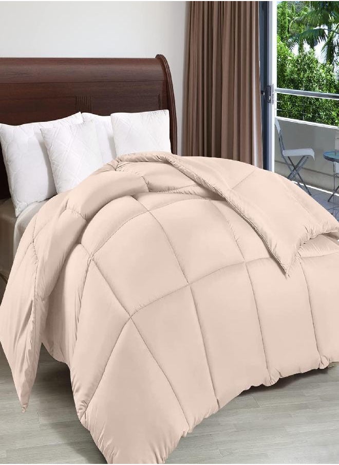 Utopia Bedding Comforter Duvet Insert - Quilted Comforter with Corner Tabs - Box Stitched Down Alternative Comforter (Twin, Beige)