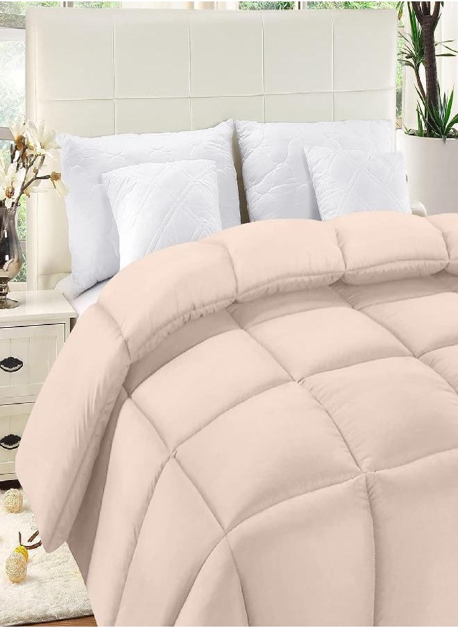 Utopia Bedding Comforter Duvet Insert - Quilted Comforter with Corner Tabs - Box Stitched Down Alternative Comforter (Twin, Beige)