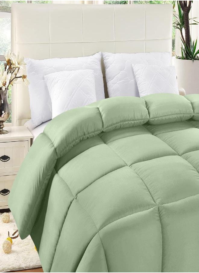 Utopia Bedding Comforter Duvet Insert - Quilted Comforter with Corner Tabs - Box Stitched Down Alternative Comforter (Twin, Sage Green)