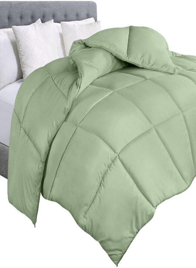 Utopia Bedding Comforter Duvet Insert - Quilted Comforter with Corner Tabs - Box Stitched Down Alternative Comforter (Twin, Sage Green)