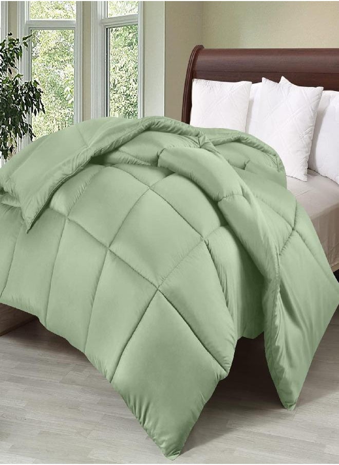 Utopia Bedding Comforter Duvet Insert - Quilted Comforter with Corner Tabs - Box Stitched Down Alternative Comforter (Twin, Sage Green)