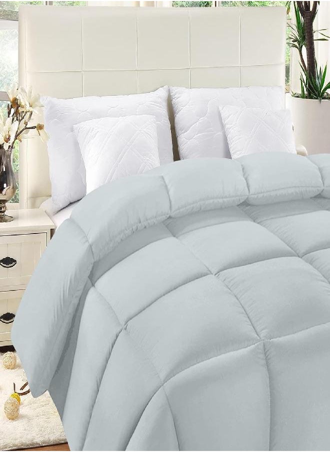 Utopia Bedding Comforter Duvet Insert - Quilted Comforter with Corner Tabs - Box Stitched Down Alternative Comforter (Twin, Light Grey)