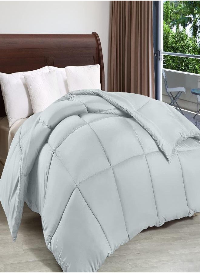 Utopia Bedding Comforter Duvet Insert - Quilted Comforter with Corner Tabs - Box Stitched Down Alternative Comforter (Twin, Light Grey)