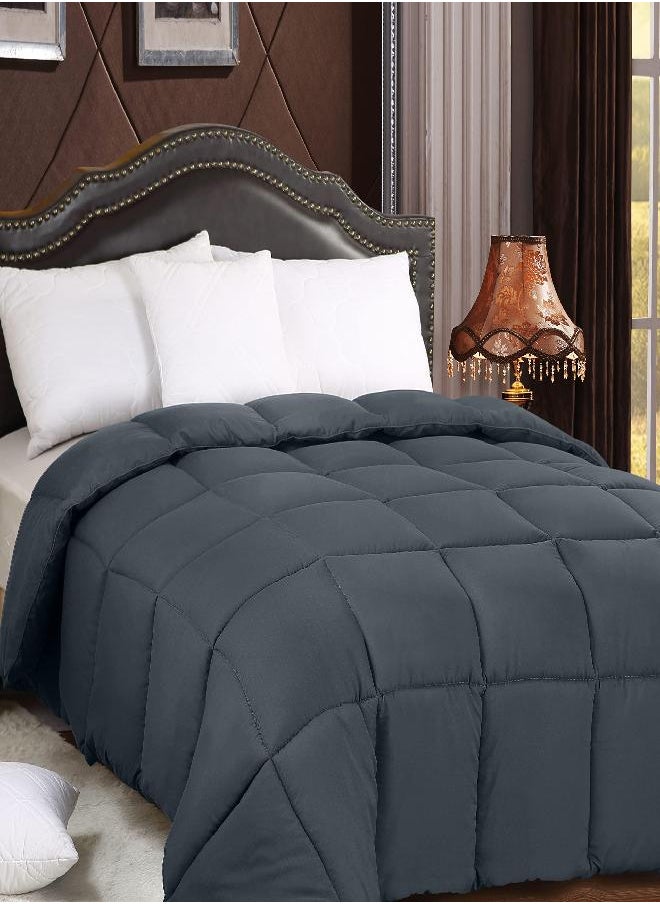 Utopia Bedding All Season 250 GSM Comforter - Plush Siliconized Fiberfill Comforters Queen Size - Box Stitched (Full/Queen, Gray)