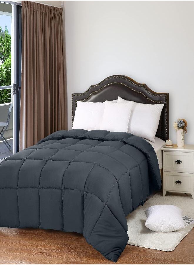 Utopia Bedding All Season 250 GSM Comforter - Plush Siliconized Fiberfill Comforters Queen Size - Box Stitched (Full/Queen, Gray)