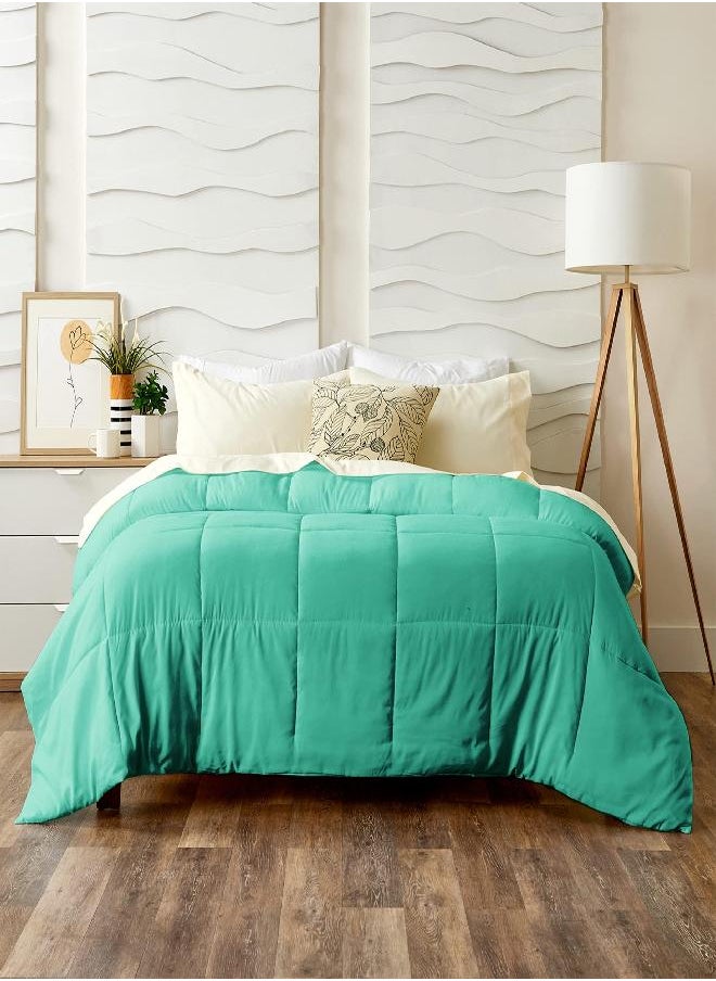 Cosy House Collection Luxury Bamboo Down Alternative Comforter - Bedroom Essentials - All Season Use - Stays Fresher for Longer - Box Stitch Construction & Duvet Loops (Full/Queen, Turquoise)