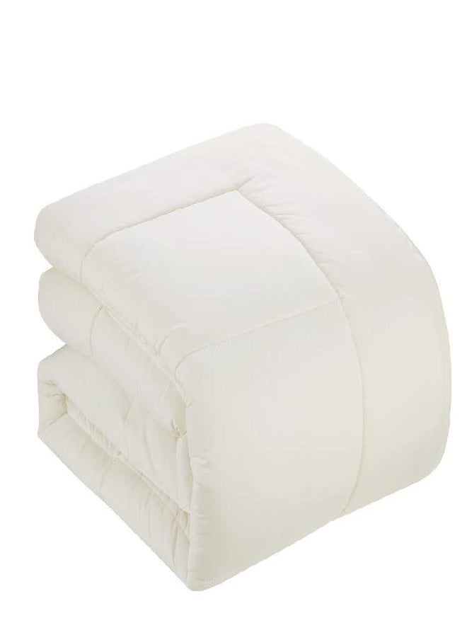 EASELAND All Season Oversized Queen Soft Quilted Down Alternative Comforter Reversible Duvet Insert with Corner Tabs,Winter Summer Warm Fluffy,Beige,98''x98''