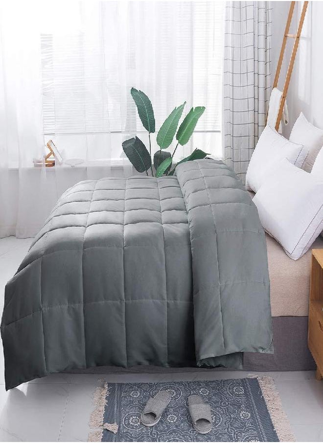 DOWNCOOL Comforters Queen Size, Duvet Insert,Dark Grey All Season Duvet, Lightweight Quilt, Down Alternative Hotel Comforter with Corner Tabs (Dark Gray, Queen 88x92 Inches)